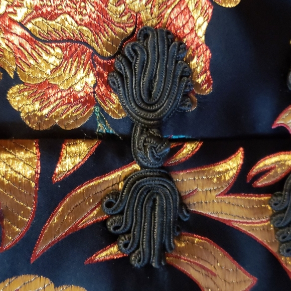 SOFT SURROUNDINGS Black Satin Jacquard Moon Dynasty Jacket sz XL Womens Cocktail - Picture 4 of 10